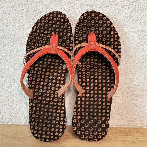 The North Face Women's Orange Brown Flip Flops Sandals Size 10 - Picture 1 of 11